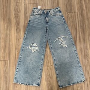 Levi's Light Blue Distressed Wide-Leg Jeans